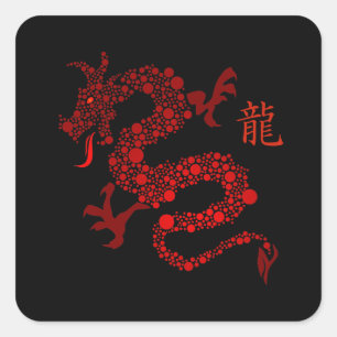 Rood Chinees Jaar van de Draak Vierkante Sticker