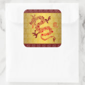 Rood Chinees Jaar van de Draak Vierkante Sticker (Tas)