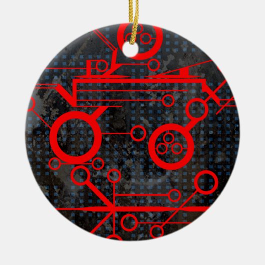 rood circuit keramisch ornament (Voorkant)
