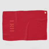 Rood Classic Custom Modern Initiaal Eenvoudig Mono Golfhanddoek (Horizontaal)