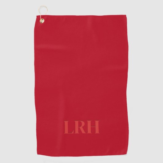 Rood Classic Custom Modern Initiaal Eenvoudig Mono Golfhanddoek (Voorkant)