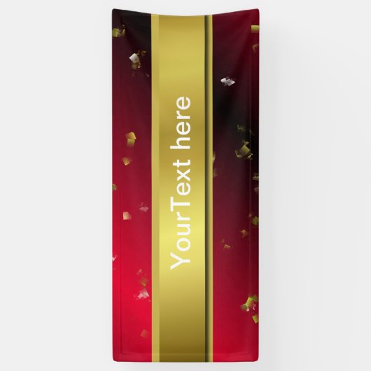 rood, confetti, zwart, goud, banner, sjabloon, spandoek (Verticaal)