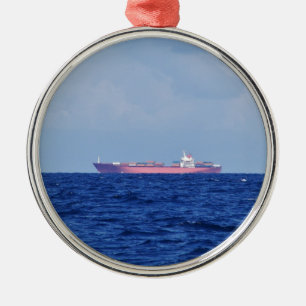 Rood containerschip metalen ornament