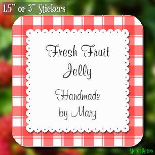 Rood controleert witte dagelijkse aangepaste Stick Vierkante Sticker