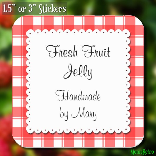 Rood controleert witte dagelijkse aangepaste Stick Vierkante Sticker