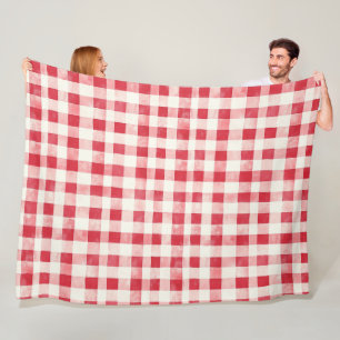 Rood Crème Plaid Strepen Verjaardag Fleece Deken