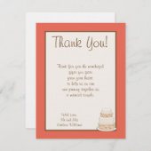 Rood/Creme Trouwtaart Flat Dank u kaart (Voorkant / Achterkant)