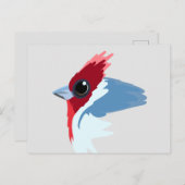 Rood-Crested Cardinaal Bird Briefkaart (Voorkant / Achterkant)