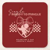 Rood Cupido Singles Valentijnsdagfeest Vierkante Kartonnen Onderzetter (Voorkant)