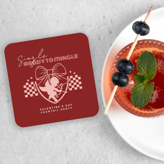 Rood Cupido Singles Valentijnsdagfeest Vierkante Kartonnen Onderzetter