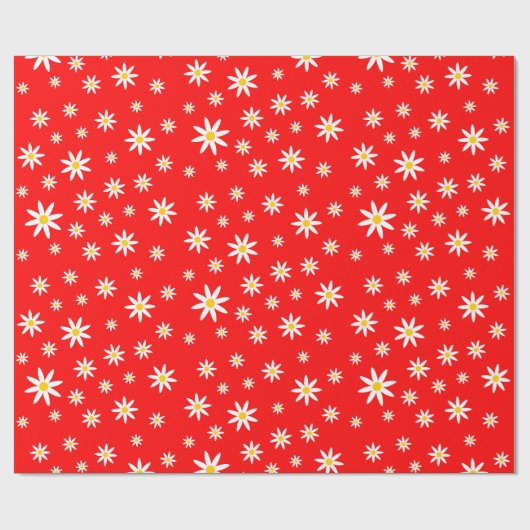 Rood Daisy Wrapping Papier (Vlak)