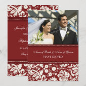 Rood Damask Fotobordkaarten voor publicatie Aankondiging (Voorkant / Achterkant)