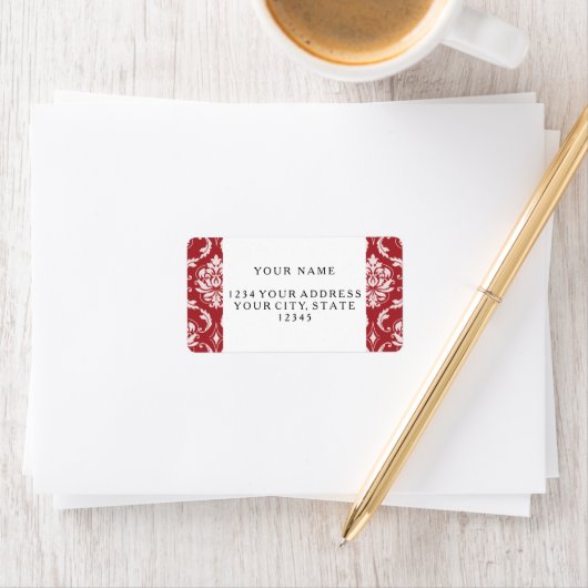 Rood Damask  Pattern Etiket (Insitu)