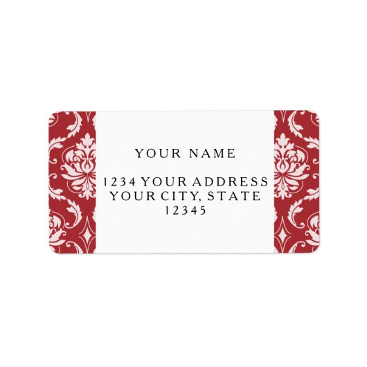 Rood Damask  Pattern Etiket (Voorkant)