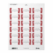 Rood Damask  Pattern Etiket (Full Sheet)