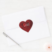 Rood Damast hart Sticker (Envelop)