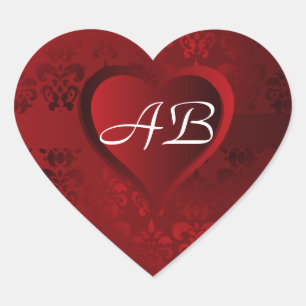 Rood Damast hart Sticker