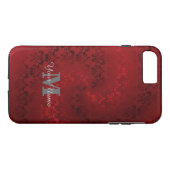 Rood  damast monogram Case-Mate iPhone case (Achterkant (Horizontaal))