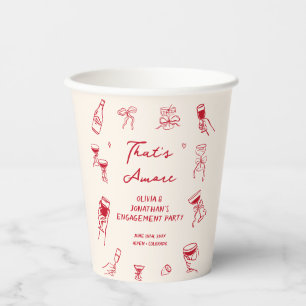 Rood Dat is Amore Verloving Feestje Papieren Bekers