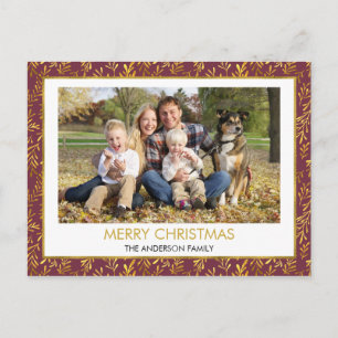 Rood - de Gouden Foto van de Familie van Kerstmis Feestdagenkaart