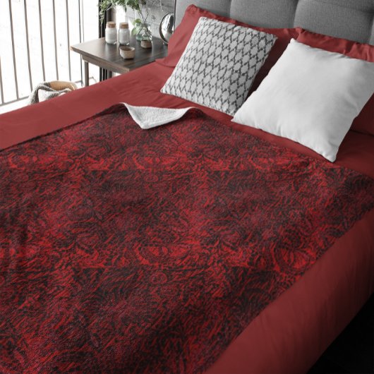 Rood decoratief bloemstoffenontwerp klein fleece deken