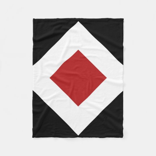 Rood diamant, Vet witte rand zwart Fleece Deken (Voorkant)