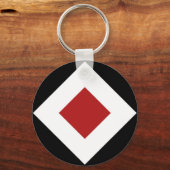 Rood diamant, Vet witte rand zwart Sleutelhanger (Voorkant)