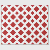 Rood diamant, witte rand cadeaupapier (Vlak)