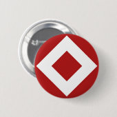 Rood diamant, witte rand ronde button 5,7 cm (Voorkant /achterkant)
