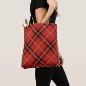 Rood diamantpatroon Tartan Canvas tas (Dichtbij)