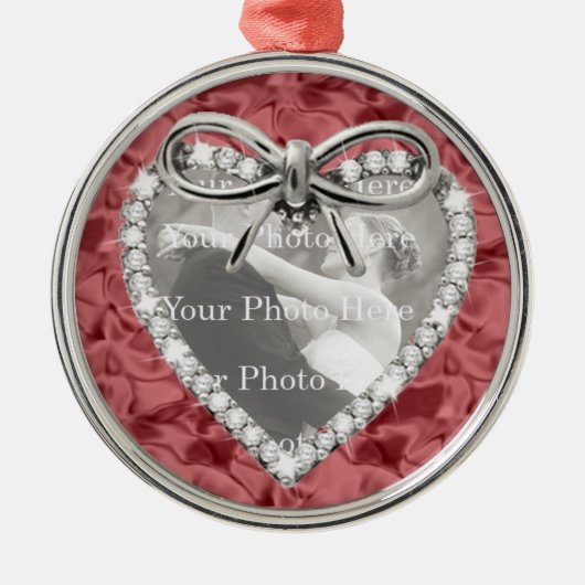 Rood Diamond Heart Lijst Ornament (Voorkant)
