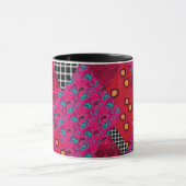 Rood Dieprood Kleurrijk patchwork Mok (Midden)