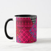 Rood Dieprood Kleurrijk patchwork Mok (Links)