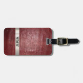 Rood digitaal leder Titaniummonogram Bagagelabel (Voorkant horizontaal)