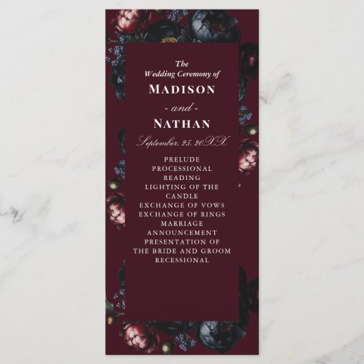 Rood Donker Moody Romantische Zwarte pioen Gotisch Programma (Voorkant)