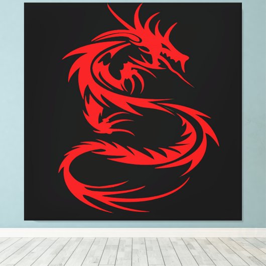 Rood draak Verrekte canvas afdrukken (Insitu (Houten vloer))