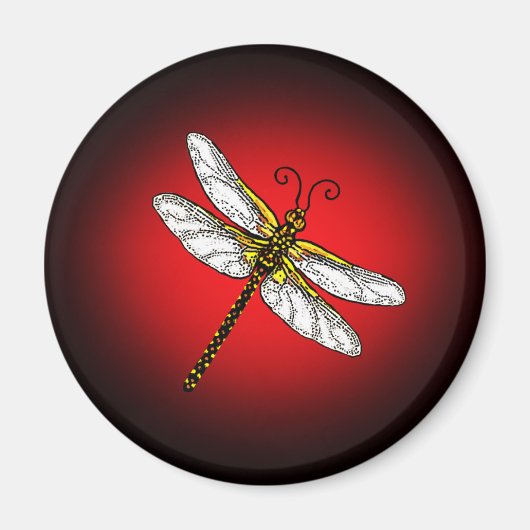 Rood Dragonfly Dragonflies Magnet Magneet (Voorkant)