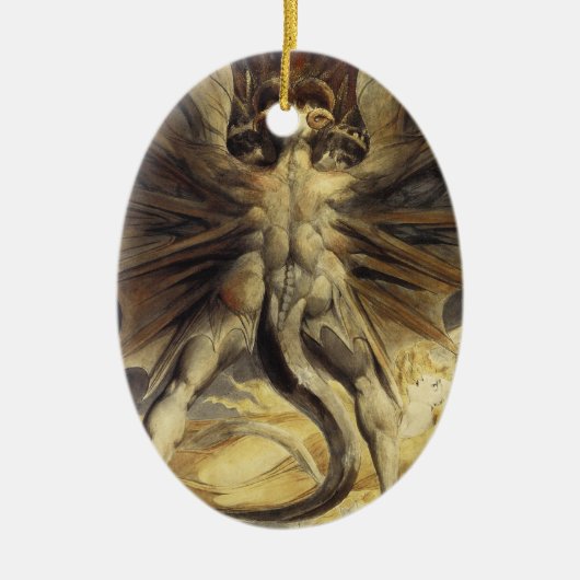 Rood drakenornament keramisch ornament (Voorkant)