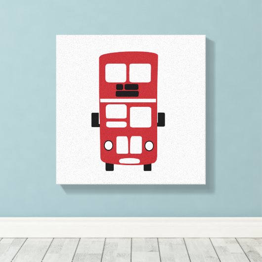 Rood, dubbellaagse bus aangepast doek canvas afdruk (Insitu (Houten vloer))