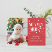 Rood, dus heel prettig, feestdag Baby Foto aankond Aankondiging (Staand voorkant)
