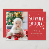 Rood, dus heel prettig, feestdag Baby Foto aankond Aankondiging (Voorkant / Achterkant)