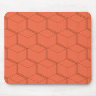 Rood, dynamisch, retro, cool trendkubus lijnpatroo muismat