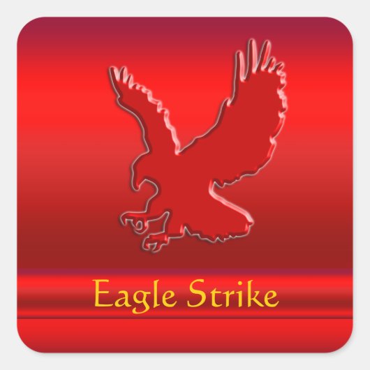 Rood Eagle met reliëf op rood metaaleffect Vierkante Sticker (Voorkant)