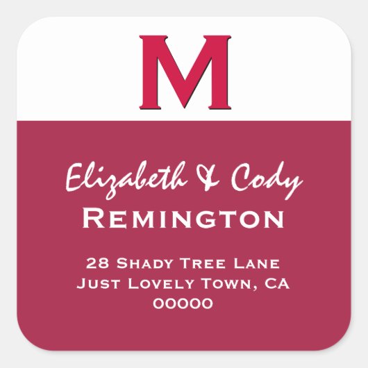 ROOD Eenvoudig Monogram M of Om het even welk Init Vierkante Sticker (Voorkant)