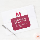 ROOD Eenvoudig Monogram M of Om het even welk Init Vierkante Sticker (Envelop)