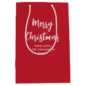 Rood Eenvoudig Vrolijk Kerstmis Custom Medium Cadeauzakje (Voorkant)