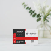 Rood Eenvoudige Moderne Professionele QR-Code Scan Visitekaartje (Staand voorkant)