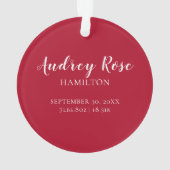 Rood| Eerste Kerstmis Foto's Ornament (achterkant)