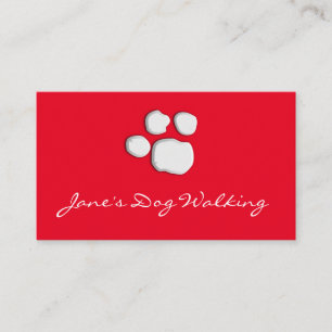 Rood Elegant Dog Walking Paw Print Visitekaartje