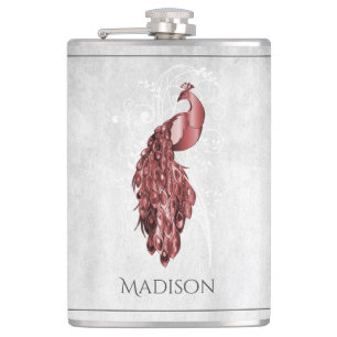 Rood Elegant Peacock Flask Heupfles